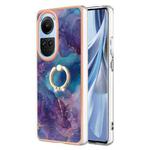 For OPPO Reno10 5G Global Electroplating Marble Dual-side IMD Phone Case with Ring(Purple 016)