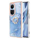 For OPPO Reno10 5G Global Electroplating Marble Dual-side IMD Phone Case with Ring(Blue 018)