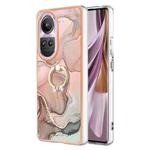 For OPPO Reno10 Pro 5G Global Electroplating Marble Dual-side IMD Phone Case with Ring(Rose Gold 015)