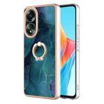 For OPPO A58 4G Electroplating Marble Dual-side IMD Phone Case with Ring(Green 017)