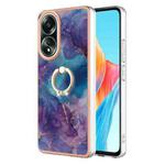 For OPPO A58 4G Electroplating Marble Dual-side IMD Phone Case with Ring(Purple 016)