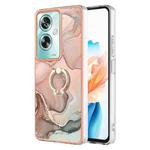 For OPPO A79 5G Global Electroplating Marble Dual-side IMD Phone Case with Ring(Rose Gold 015)