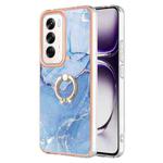 For OPPO Reno12 Global Electroplating Marble Dual-side IMD Phone Case with Ring(Blue 018)