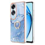 For OPPO A60 Electroplating Marble Dual-side IMD Phone Case with Ring(Blue 018)