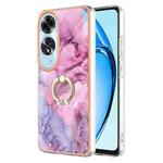 For OPPO A60 Electroplating Marble Dual-side IMD Phone Case with Ring(Pink 013)