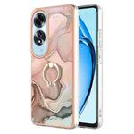 For OPPO A60 Electroplating Marble Dual-side IMD Phone Case with Ring(Rose Gold 015)