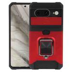 For Google Pixel 8 Camera Shield Card Slot PC+TPU Phone Case(Red)