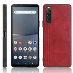 For Sony Xperia 10 V Sewing Cow Pattern Skin PC + PU + TPU Phone Case(Red)