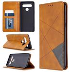 For LG K61 Rhombus Texture Horizontal Flip Magnetic Leather Case with Holder & Card Slots & Wallet(Yellow)