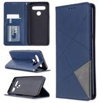 For LG K61 Rhombus Texture Horizontal Flip Magnetic Leather Case with Holder & Card Slots & Wallet(Blue)