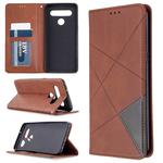 For LG K61 Rhombus Texture Horizontal Flip Magnetic Leather Case with Holder & Card Slots & Wallet(Brown)