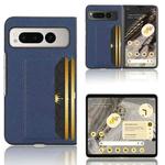 For Google Pixel Fold Litchi Texture Card Slots Back Cover Phone Case(Blue)