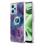 For Xiaomi Redmi Note 12 5G Global/Poco X5 5G Electroplating Marble Dual-side IMD Phone Case with Ring(Purple 016)