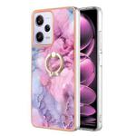 For Xiaomi Redmi Note 12 Pro 5G Global Electroplating Marble Dual-side IMD Phone Case with Ring(Pink 013)