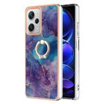For Xiaomi Redmi Note 12 Pro+ Global Electroplating Marble Dual-side IMD Phone Case with Ring(Purple 016)