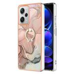 For Xiaomi Redmi Note 12 Pro+ Global Electroplating Marble Dual-side IMD Phone Case with Ring(Rose Gold 015)