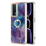 For Xiaomi Poco F5 Pro 5G / Redmi K60 Electroplating Marble Dual-side IMD Phone Case with Ring(Purple 016)
