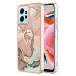 For Xiaomi Redmi Note 12 4G Global Electroplating Marble Dual-side IMD Phone Case with Ring(Rose Gold 015)