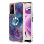 For Xiaomi Redmi Note 12S 4G Electroplating Marble Dual-side IMD Phone Case with Ring(Purple 016)