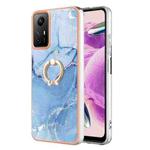 For Xiaomi Redmi Note 12S 4G Electroplating Marble Dual-side IMD Phone Case with Ring(Blue 018)