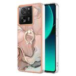 For Xiaomi 13T / 13T Pro Electroplating Marble Dual-side IMD Phone Case with Ring(Rose Gold 015)