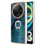 For Xiaomi Redmi A3 Electroplating Marble Dual-side IMD Phone Case with Ring(Green 017)