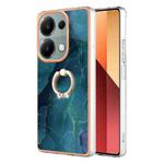 For Xiaomi Redmi Note 13 Pro 4G/Poco M6 Pro 4G Electroplating Marble Dual-side IMD Phone Case with Ring(Green 017)