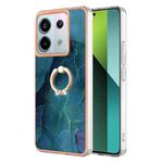 For Xiaomi Redmi Note 13 Pro 5G Global Electroplating Marble Dual-side IMD Phone Case with Ring(Green 017)