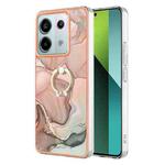 For Xiaomi Redmi Note 13 Pro 5G Global Electroplating Marble Dual-side IMD Phone Case with Ring(Rose Gold 015)