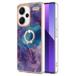 For Xiaomi Redmi Note 13 Pro+ 5G Electroplating Marble Dual-side IMD Phone Case with Ring(Purple 016)