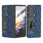 For Honor Magic V ABEEL Integrated Genuine Leather Sky Series Phone Case with Holder(Blue)