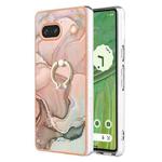 For Google Pixel 7a Electroplating Marble Dual-side IMD Phone Case with Ring(Rose Gold 015)