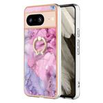 For Google Pixel 8 Electroplating Marble Dual-side IMD Phone Case with Ring(Pink 013)