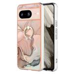 For Google Pixel 8 Electroplating Marble Dual-side IMD Phone Case with Ring(Rose Gold 015)