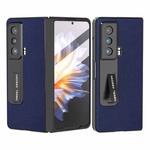 For Honor Magic Vs ABEEL Integrated Black Edge Genuine Leather Mino Phone Case with Holder(Royal Blue)