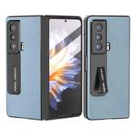 For Honor Magic Vs ABEEL Integrated Black Edge Genuine Leather Mino Phone Case with Holder(Blue)