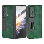 For Honor Magic Vs ABEEL Integrated Genuine Leather Luxury Series Phone Case with Holder(Night Green)