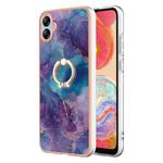 For Samsung Galaxy A04e Electroplating Marble Dual-side IMD Phone Case with Ring(Purple 016)