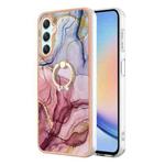 For Samsung Galaxy A24 4G Electroplating Marble Dual-side IMD Phone Case with Ring(Rose Red 014)