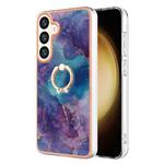 For Samsung Galaxy S24+ 5G Electroplating Marble Dual-side IMD Phone Case with Ring(Purple 016)