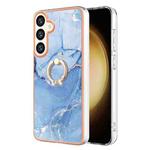 For Samsung Galaxy S24+ 5G Electroplating Marble Dual-side IMD Phone Case with Ring(Blue 018)