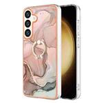 For Samsung Galaxy S24+ 5G Electroplating Marble Dual-side IMD Phone Case with Ring(Rose Gold 015)