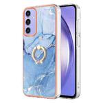 For Samsung Galaxy A15 5G Electroplating Marble Dual-side IMD Phone Case with Ring(Blue 018)