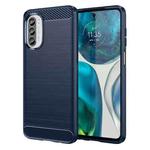 For Motorola Moto G52 Brushed Texture Carbon Fiber TPU Phone Case(Blue)