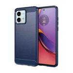 For Motorola Moto G84 Brushed Texture Carbon Fiber TPU Phone Case(Blue)