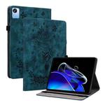 For Realme Pad X Butterfly Rose Embossed Leather Tablet Case(Dark Blue)