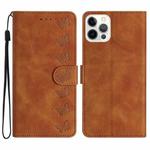 For iPhone 13 Pro Seven Butterflies Embossed Leather Phone Case(Brown)
