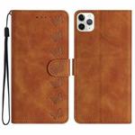 For iPhone 11 Pro Seven Butterflies Embossed Leather Phone Case(Brown)