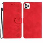 For iPhone 11 Pro Seven Butterflies Embossed Leather Phone Case(Red)