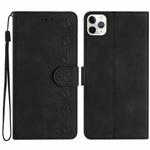 For iPhone 11 Pro Seven Butterflies Embossed Leather Phone Case(Black)
